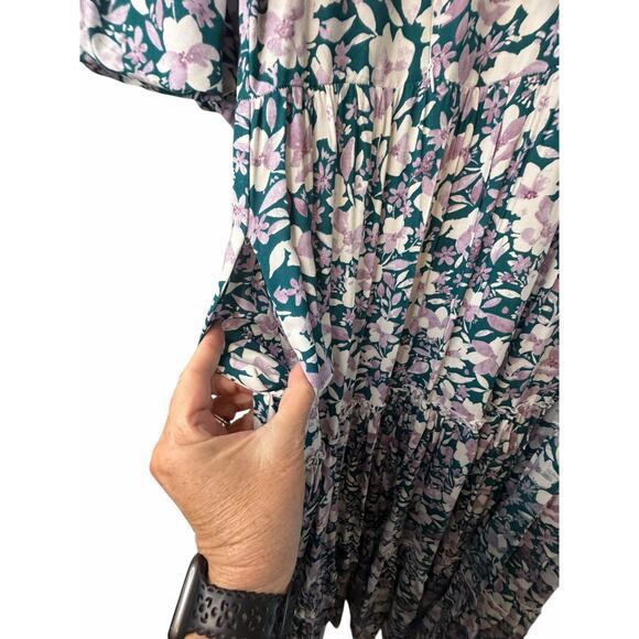 Polago Green and Purple Floral Dress - Size XXXL - Picture 5 of 14